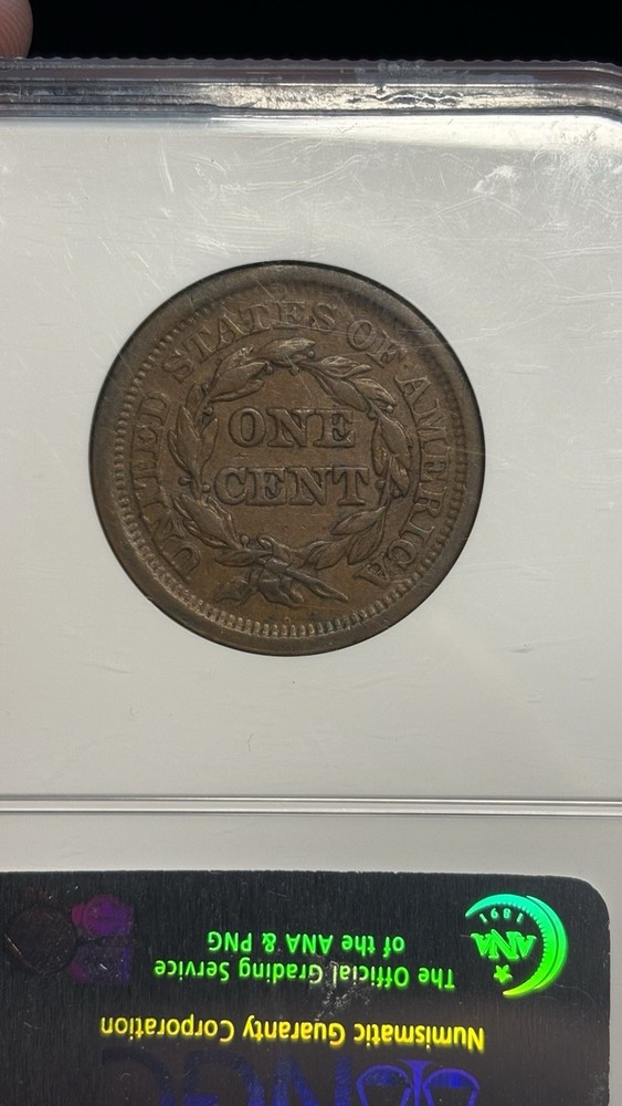 1850 AU50 large Cent NGC