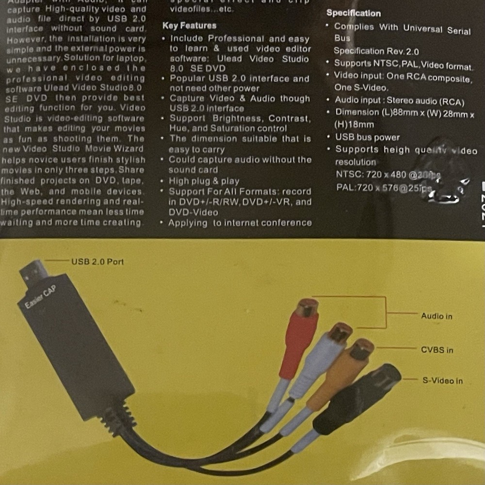 Easier CAP USB 2.0 Video Capture Adapter – New