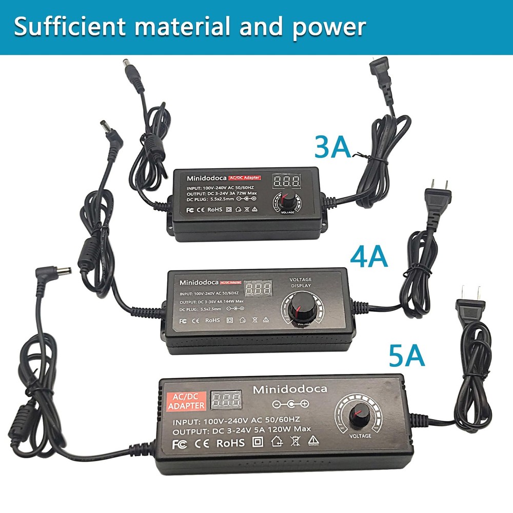 144W Power Supply Adjustable DC 3V ~ 36V Variable Universal Switching Black