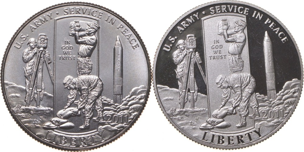 2011 Proof & Unc Army Commemorative Half Dollar Set