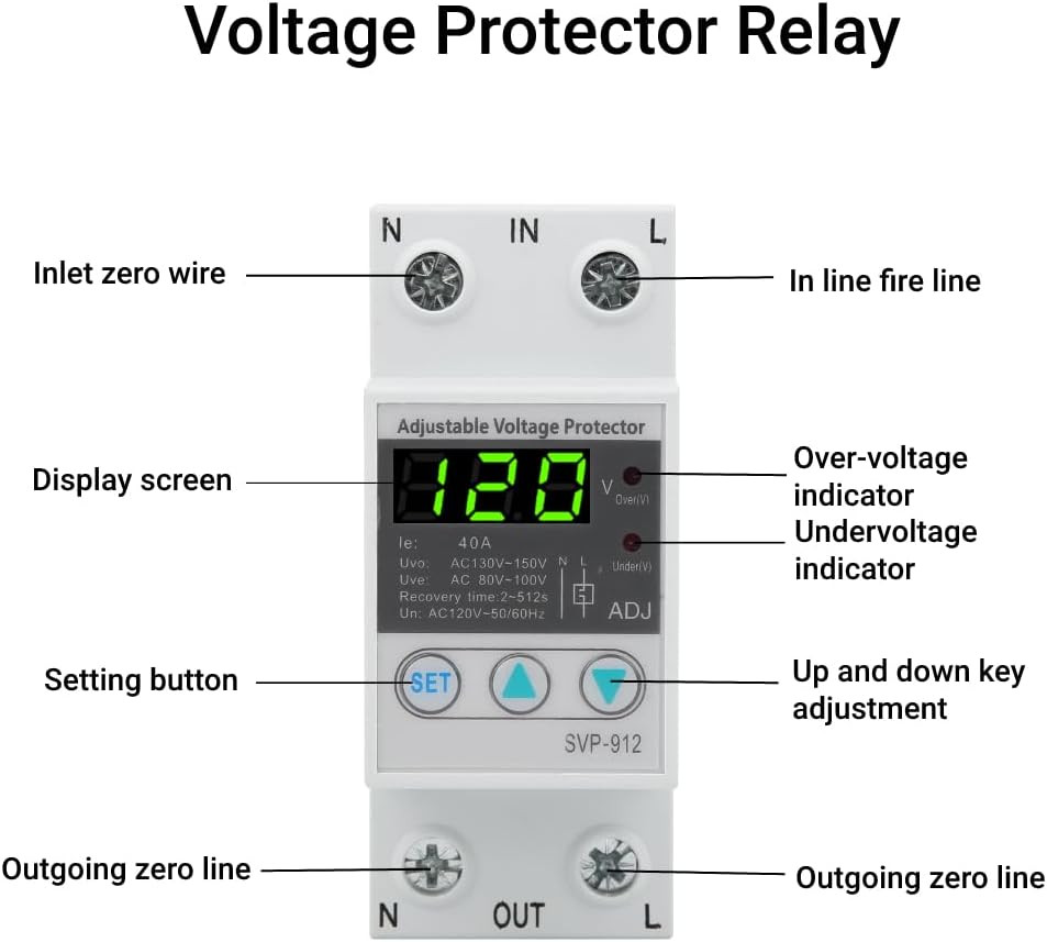 Undervoltage Protector 120VAC Self Recovery Automatic Reset Adjustable Voltage P
