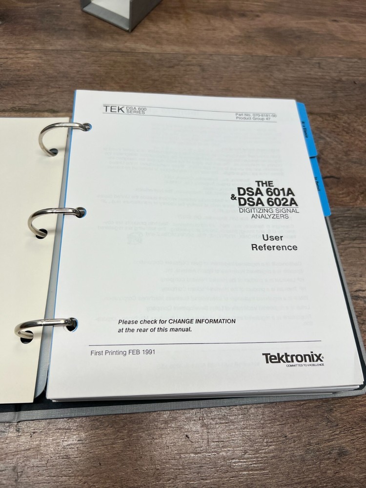 Tektronix DSA 601A 602A Digitizing Signal Analyzers Programmer & User Reference