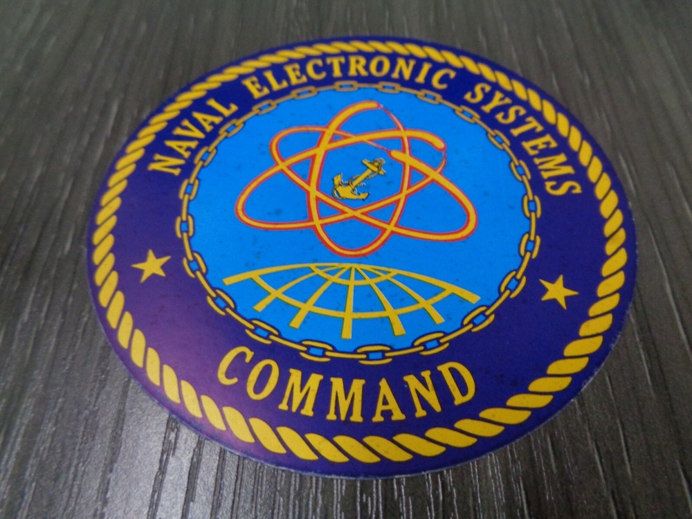 US NAVY STICKER / DECAL NAVAL ELECTRONIC SYSTEMS COMMAND MED DARK BLUE 4 INCH