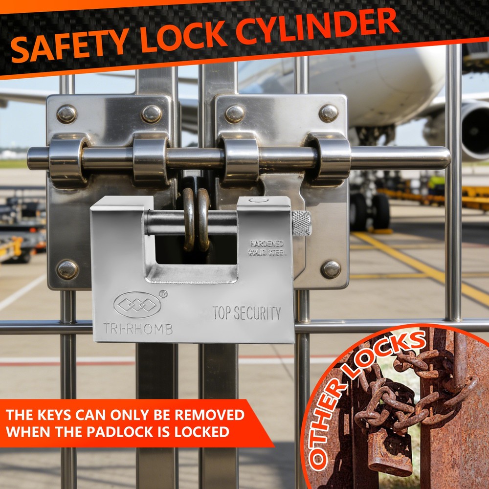 Durable D-Shaped Heavy Duty High Security Padlock 94mm with 5 Key Storage Safe