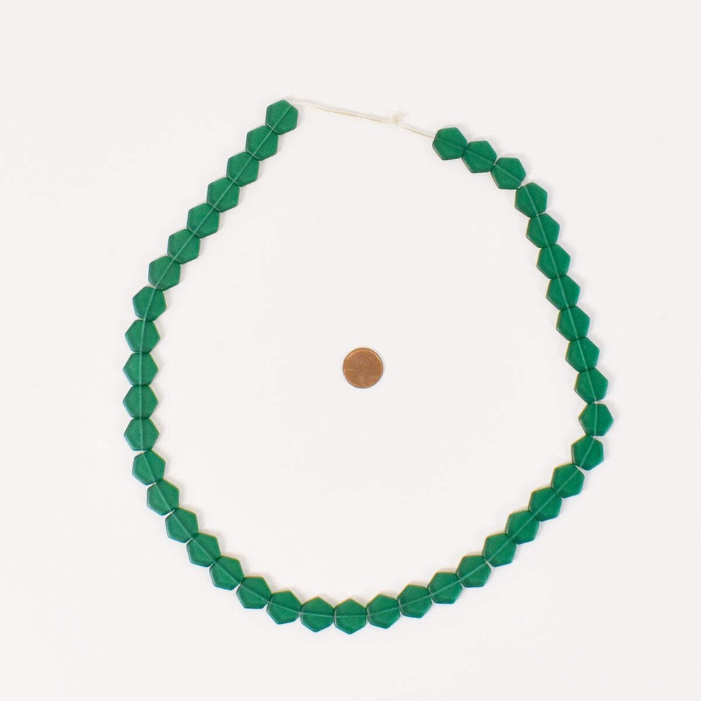 Green Czech Hexagonal Beads