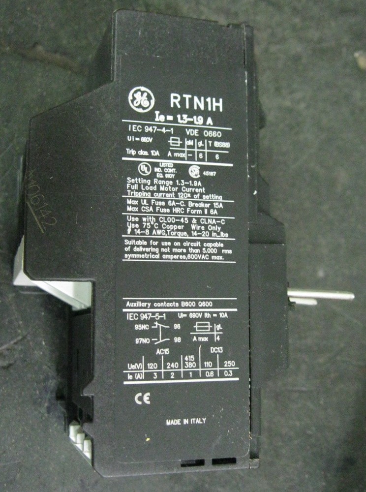 GE RTN1H Overload Relay
