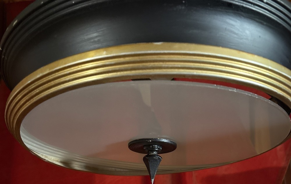 Art Deco MCM Pendant Light Floating Shade UFO Space Round Ceiling Light