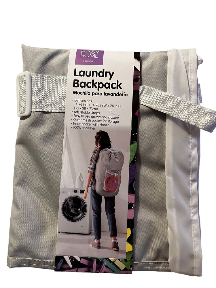 Laundry Backpack Bag Large Heavy Duty Laundry Hamper with Shoulder Straps Gray