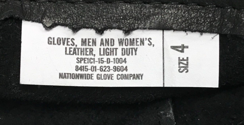 Light Duty Black Leather D3A Gloves USGI Size 4 ( Medium) NOS