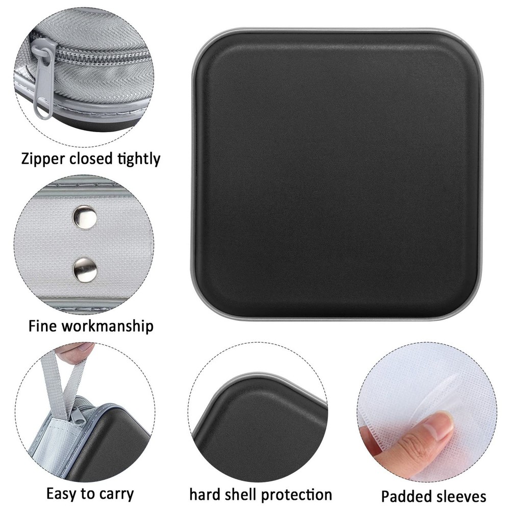 Siveit CD Case, 40 Capacity CD/DVD Case Holders Wallet 40 Capacity, Black
