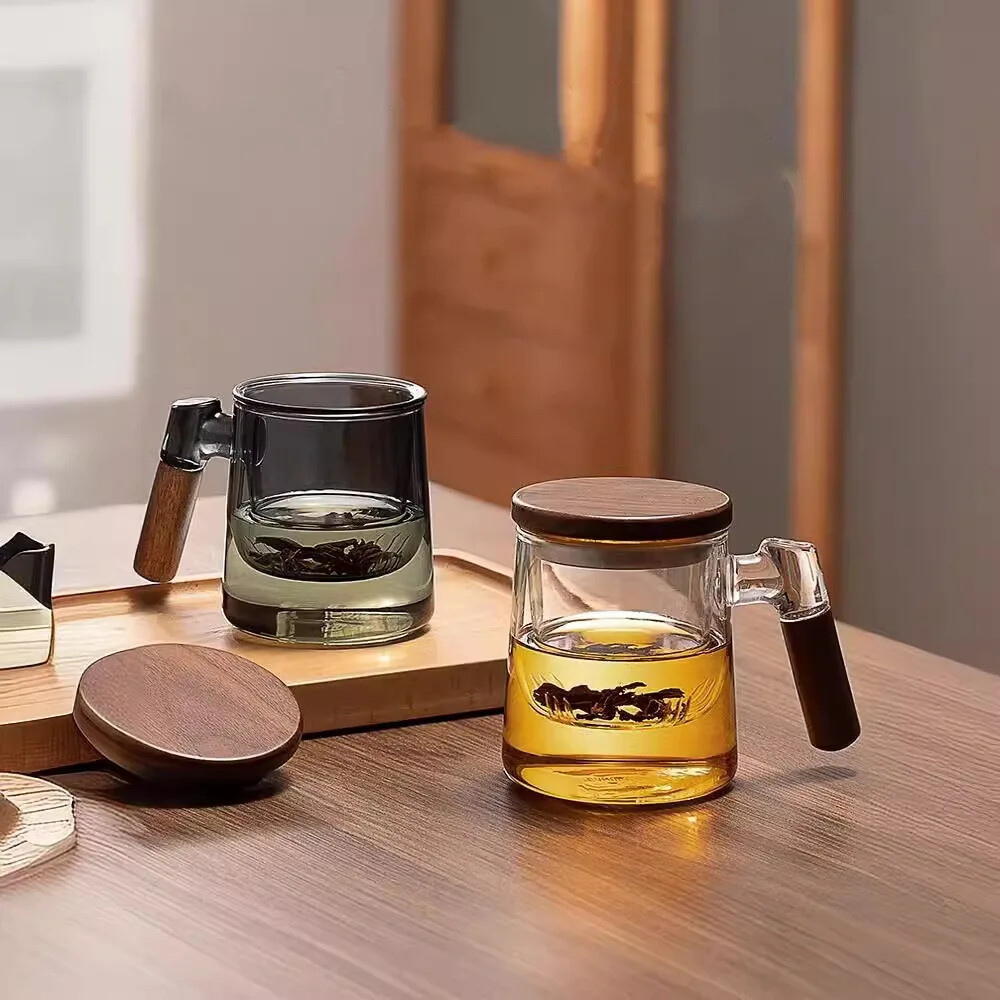 400ml Borosilicate Glass Tea Cup Tea Infuser Steeper Lid Diffusers Filter Mug