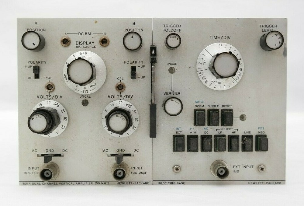HP 1801A Dual Channel Vertical Amplifier & 1820C Time Base Oscilloscope Plug-Ins