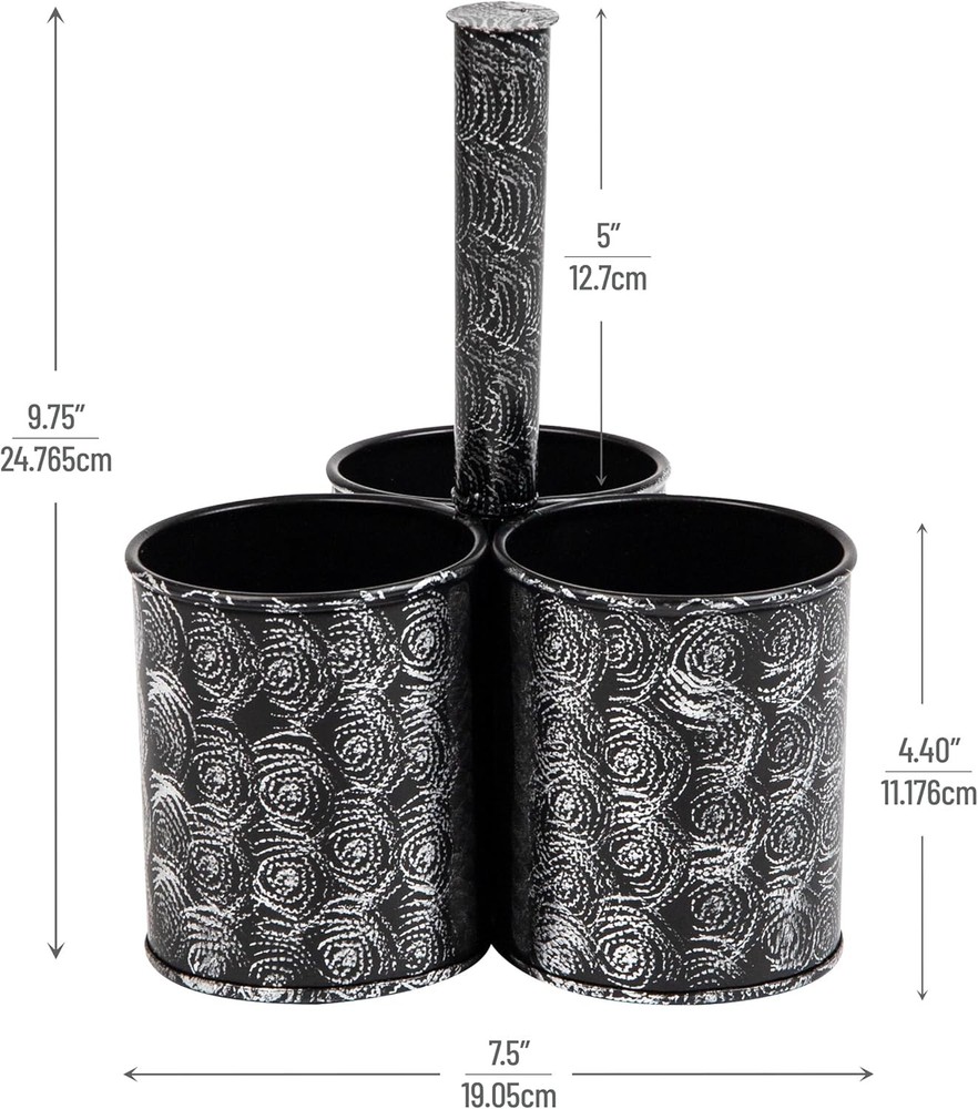 Mind Reader 3-Compartment Metal Organizer Caddy with Handle, Multi-Purpose Stora