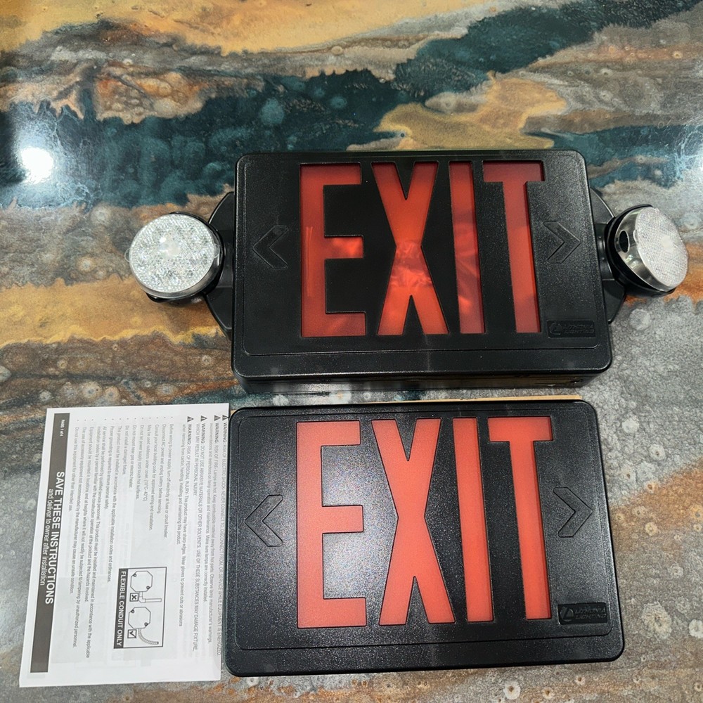 Lithonia Lighting LED Exit Sign/Emergency Combo LHQMLEDBRM6 - Black