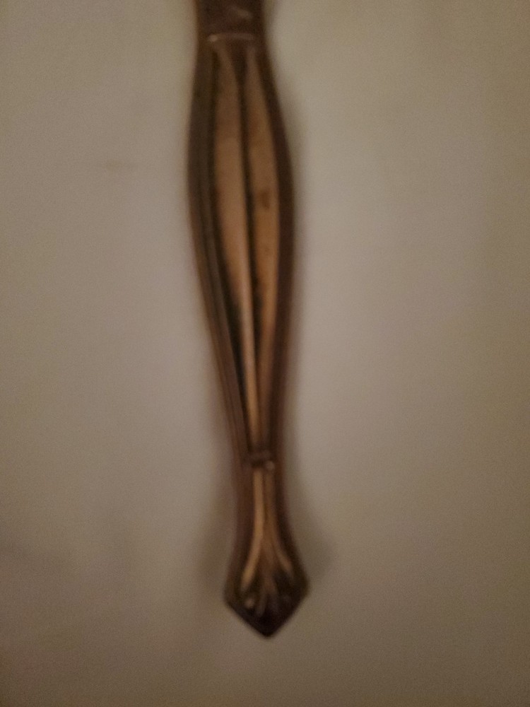 Vintage art deco brass handheld vanity mirror