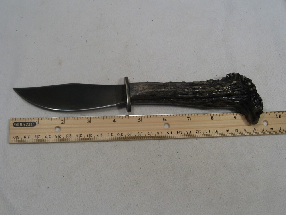 Custom Handmade Antler Handle Fixed Blade Knife w/ Sheath. #20