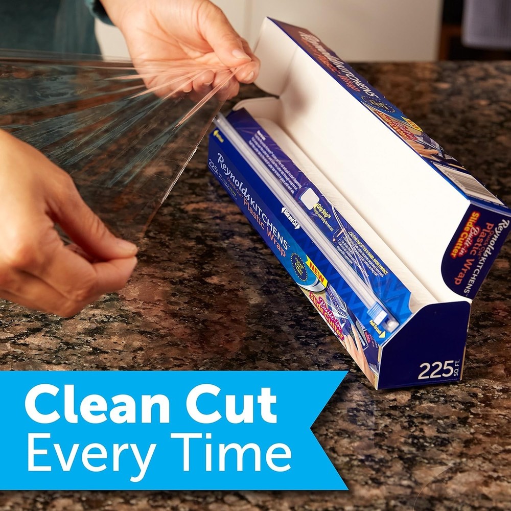 Kitchens Quick Cut Plastic Wrap - 225 Sq Ft with Starter Edge Tab & Secure Hold