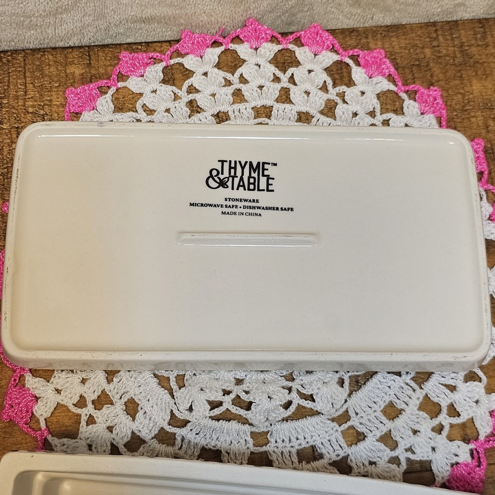 Thyme and Table Butter DIsh- Polka Dot Pattern- Black and White
