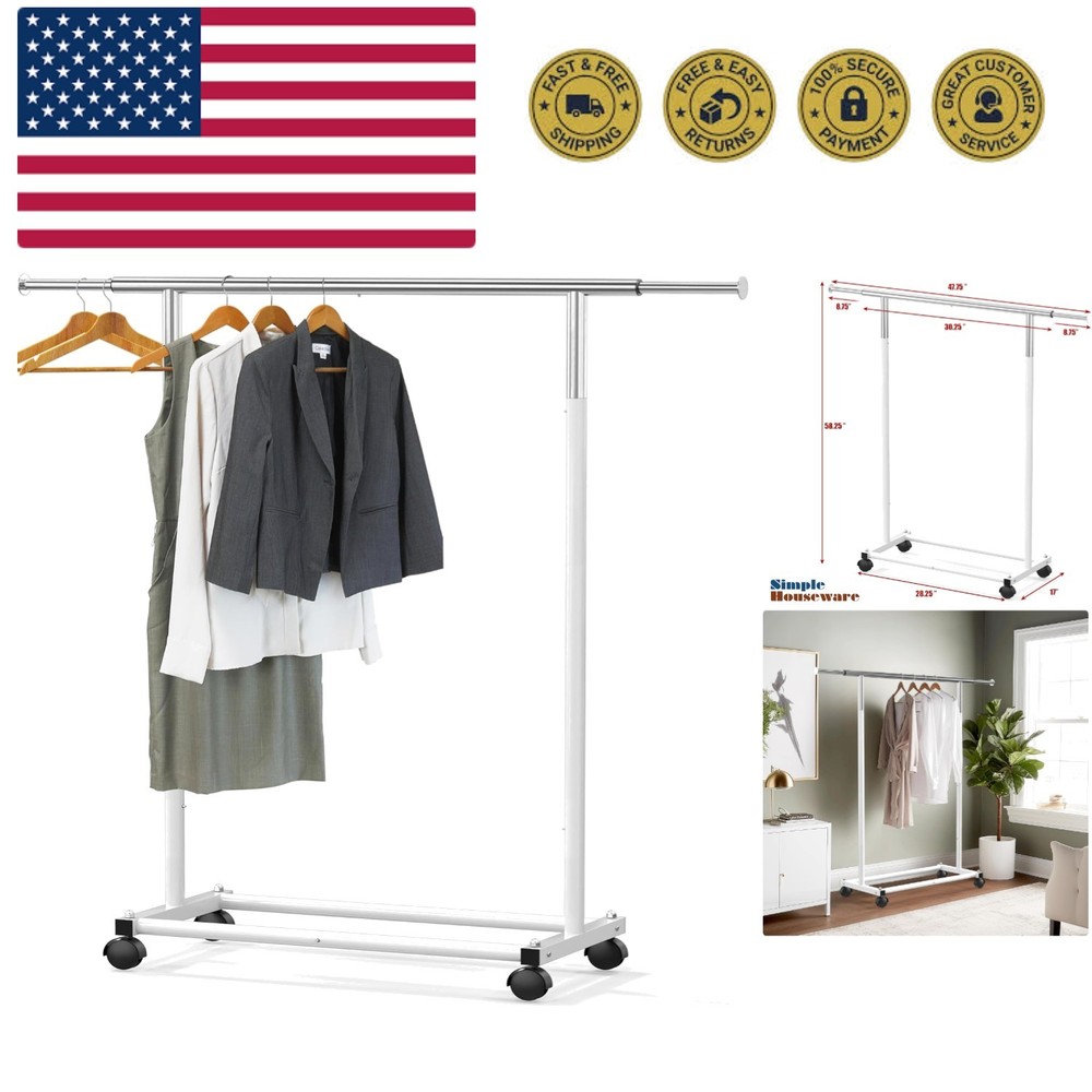 Standard Rod Garment Rack, White