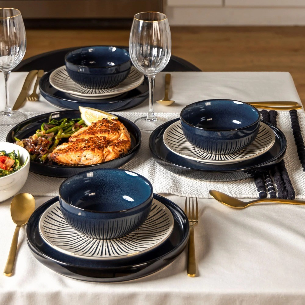 Ceramic Dinner Plate Atlantic Blue for Dining and Decor