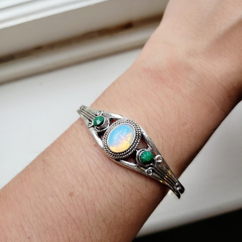 Dainty Silver Gemstone Boho Bohemian Bracelet