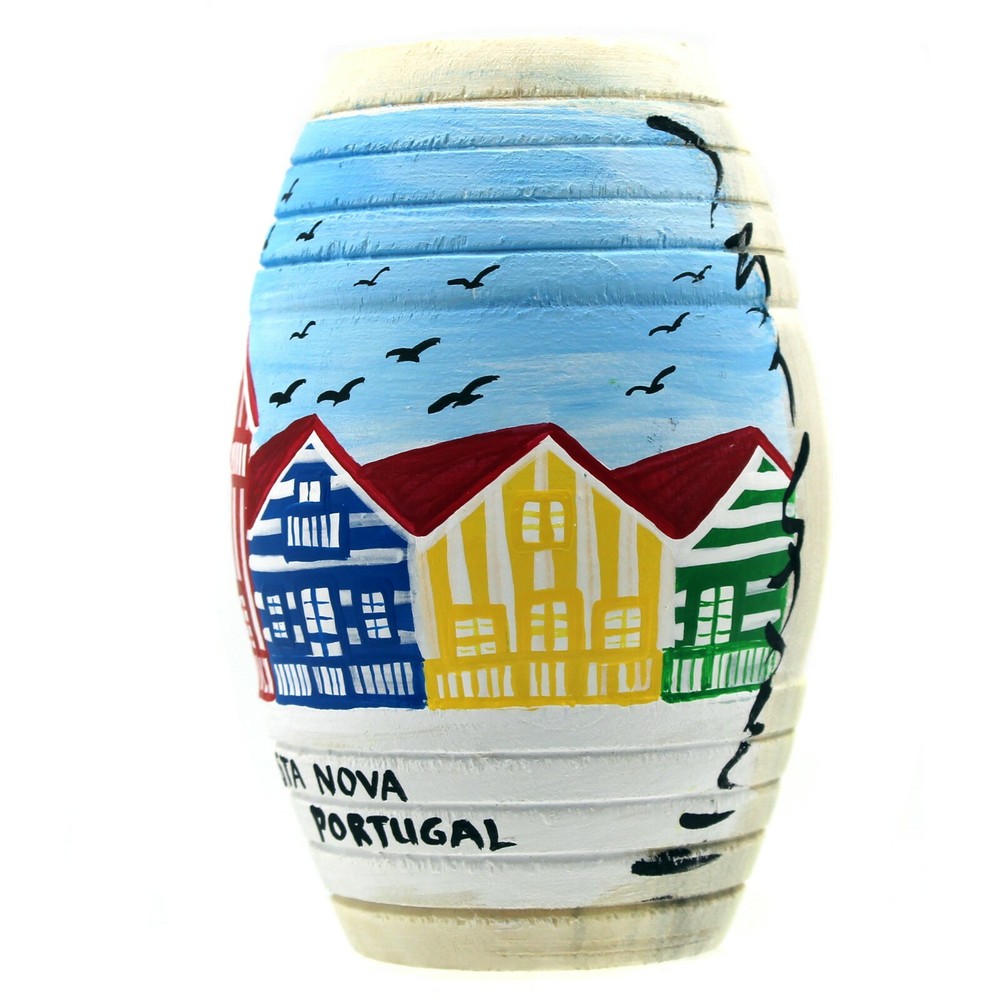 Hand-Painted Costa Nova Wooden Barricas Set