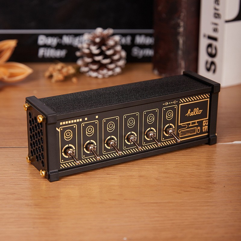Block-style Toggle Switch Power Strip Independent Control Retro Gold-plated