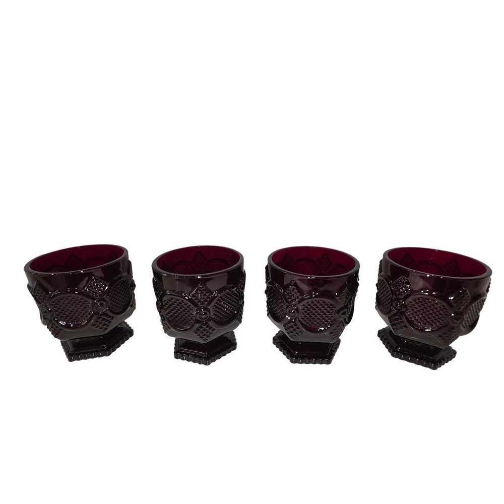 Anchor Hocking Platter + 5pc Avon 1876 Cape Cod Ruby Red Glass Bowl & 4 Glasses