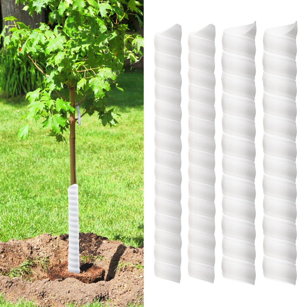 4/6/8 Pc Plastic Spiral Tree Guards 2 Sizes White Sapling Guards for Deer/Rabbit