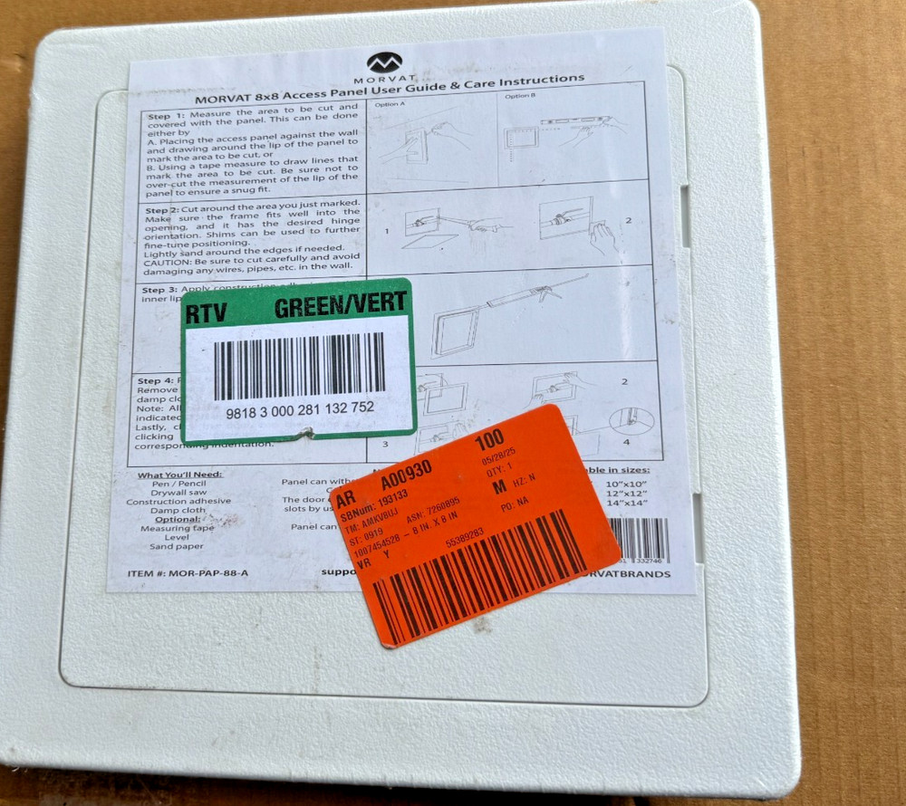 Morvat 8 in. x 8 in. White Plastic Drywall Access Panel