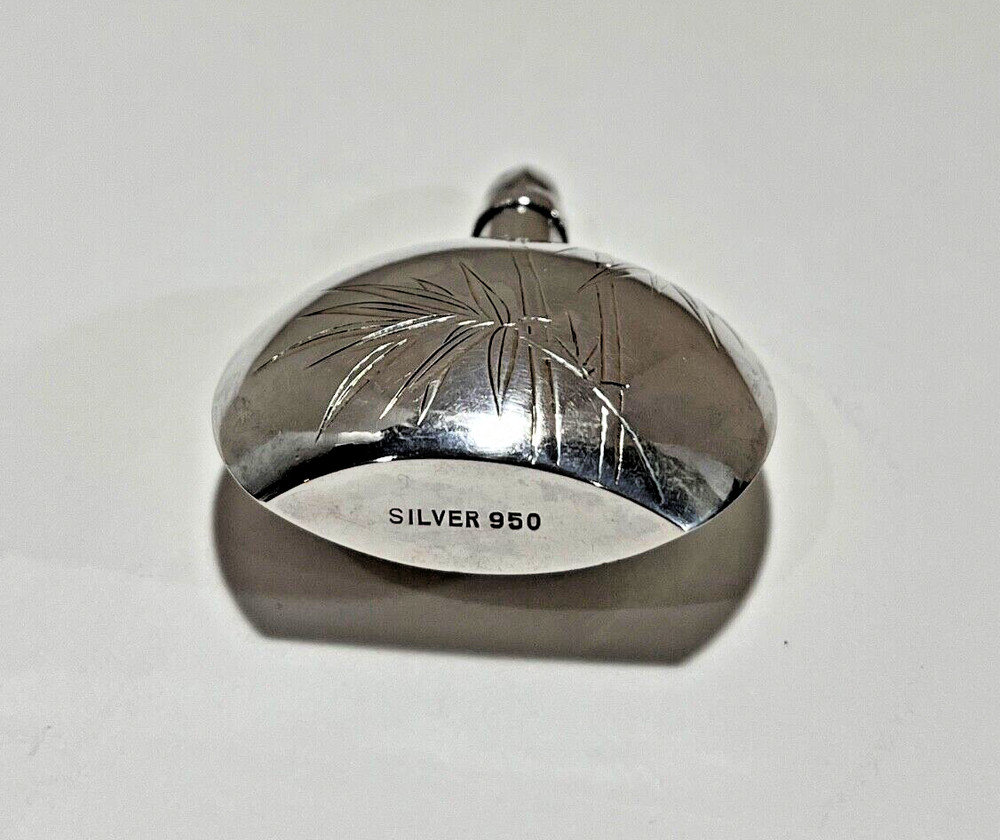 950 Silver Miniature Perfume Bottle Chased Work 13.4 Grams