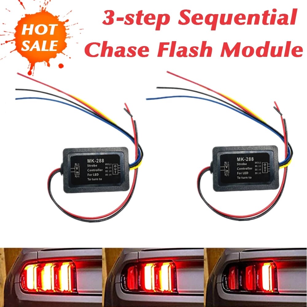 2X 3-Step Sequential Flow Semi Dynamic Chase Flash Tail Light Module Boxes