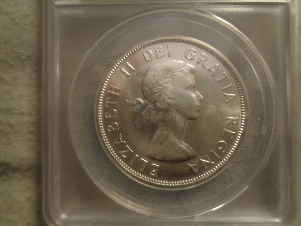 1958 canadian dollar graded ms 63 by anacs.