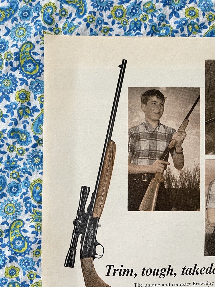Vintage 1967 Browning Compact .22 Caliber Automatic Rifle Print Ad