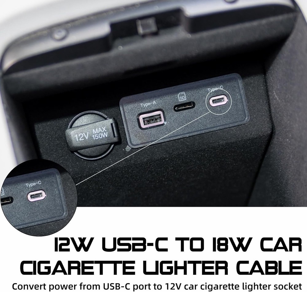 2 Pack 2套USB C Male to 12V Cigarette Lighter Socket Adapter 12V 18W Power Cable