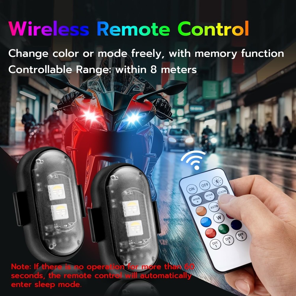 Versatile 4PCS LED Strobe Lights - Rechargeable, Waterproof with Remote Control