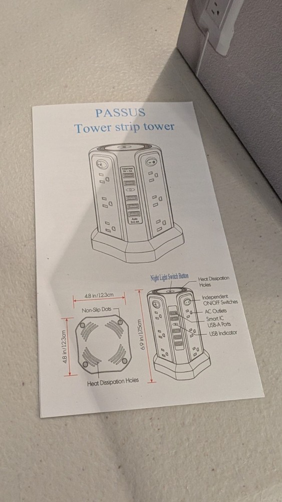 NIOB Passus Surge Protector Tower With USB Ports Not Tested