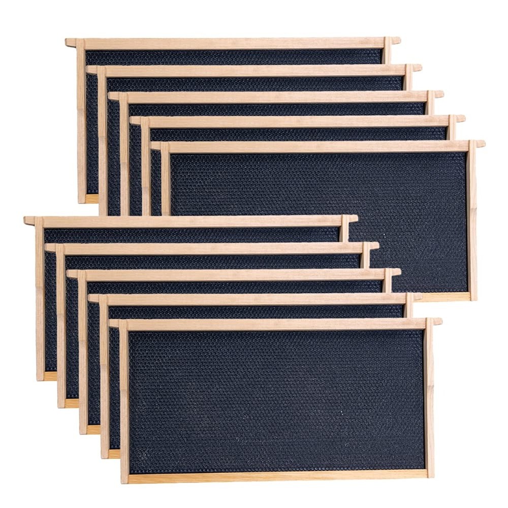 Deep Brood Beehive Frames with Wax Foundation, 10 Pack Honey Bee Frames with ...