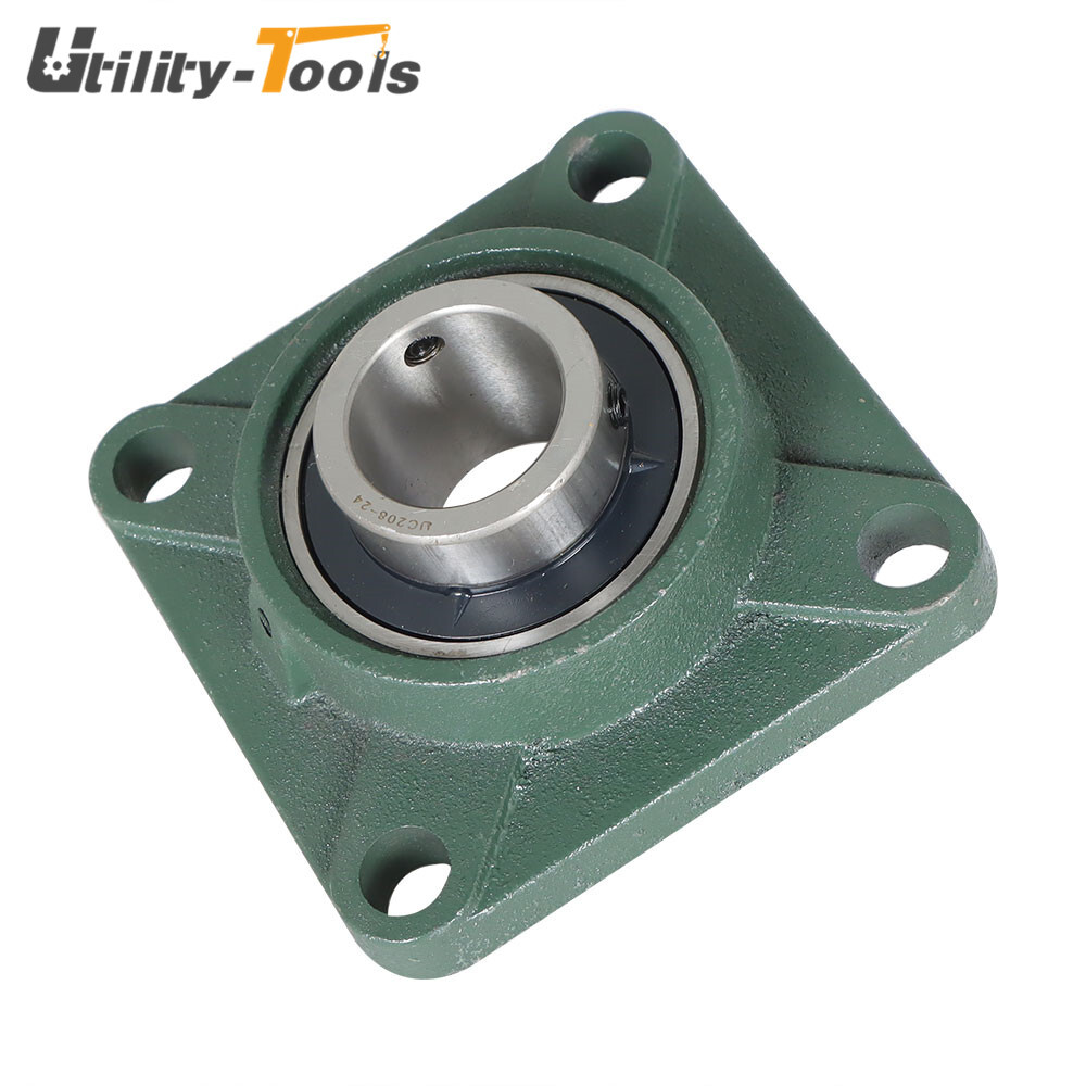 2 Pack UCF208-24 Pillow Block Flange Bearing 1.5" Bore 4 Bolt Solid Base New