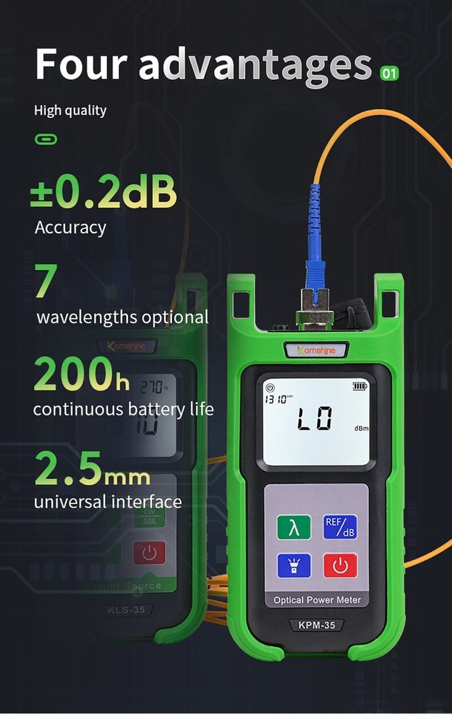 Fiber Optic Power Meter KPM-35 With 7 Wavelength, FTTH SM&MM Light Source Tester
