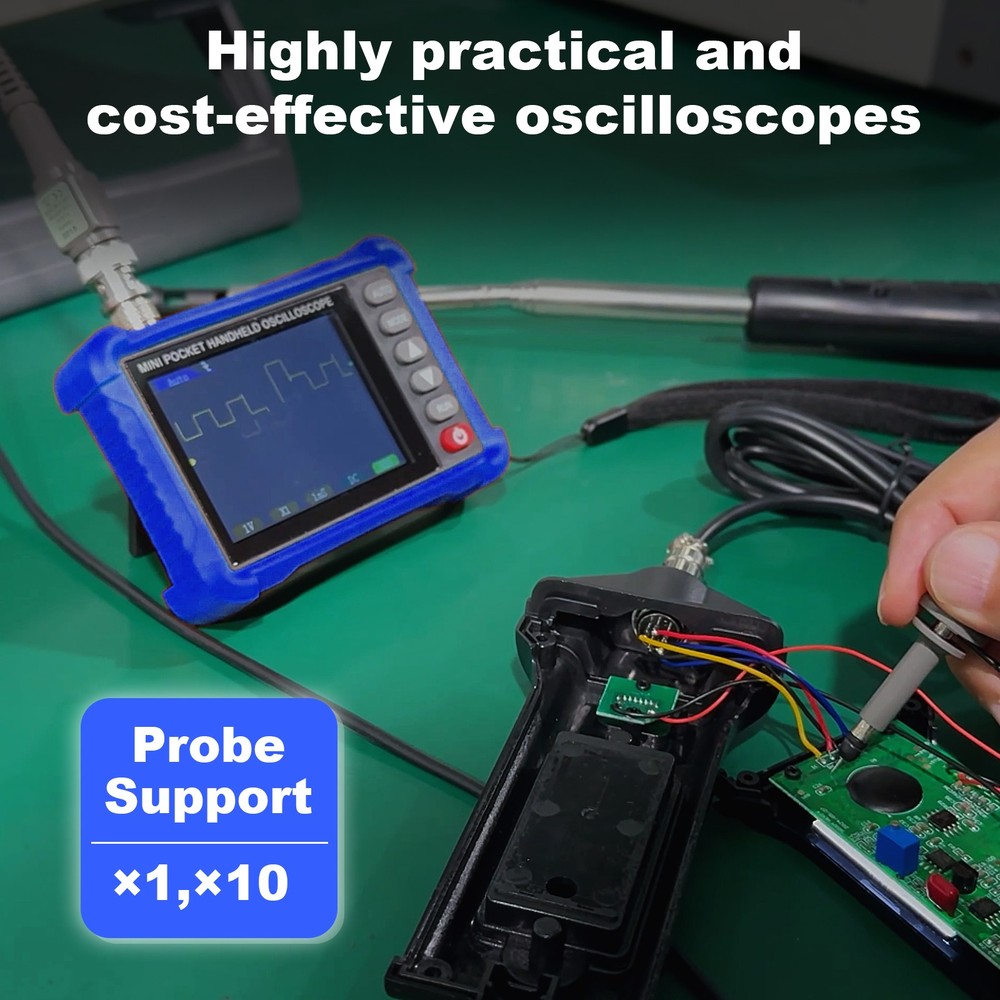 Mini Digital Oscilloscope w/ Auto Set, 250kHz Bandwidth, 3Vpp Square Wave Output