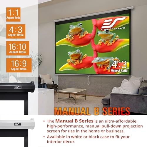 Manual B 125-INCH Manual Pull Down 125 INCH Projector Screen Black Case 1:1