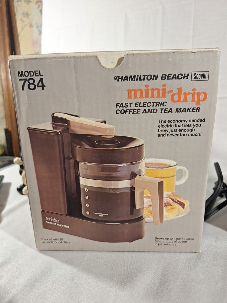 Vintage Hamilton Beach Mini Drip Coffee Maker Scovill 4 Cup Brown**MISSING LID**