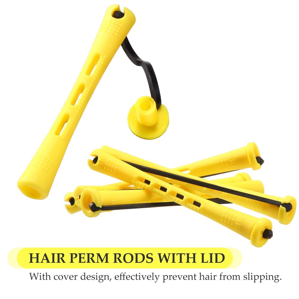 Cold Wave Perm Rods - 48 Plastic Hair Rollers in 2 Sizes, Yellow