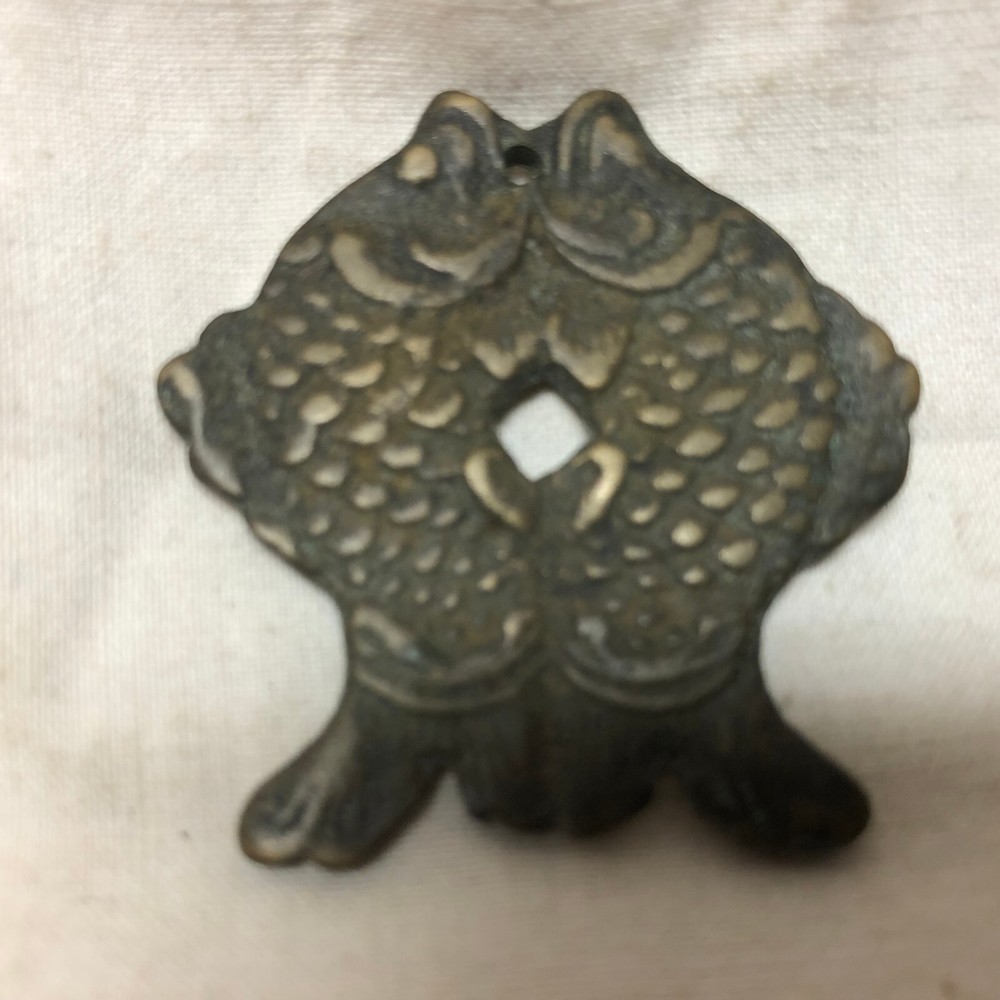 Vintage Brass Fish Charm Ornate Design