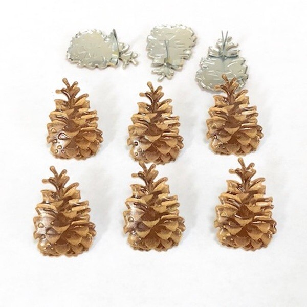 PINECONE  SCRAPBOOKING DECORATIVE BRADS EYELET OUTLET 8 PCS