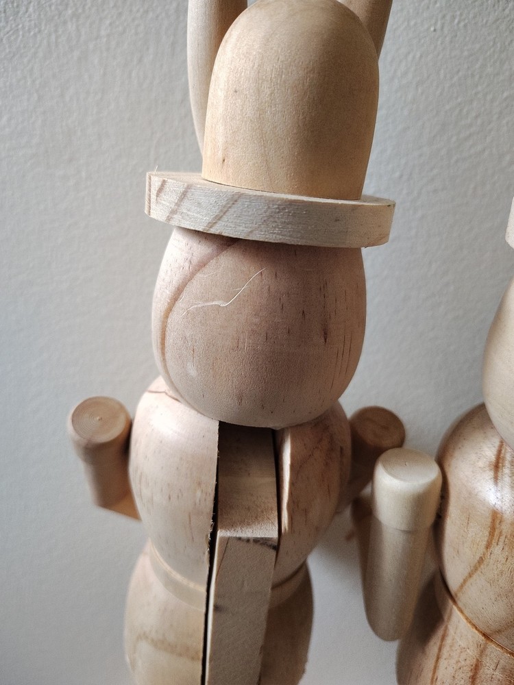 Make Market Wood Easter Bunny Rabbit Nutcracker Pair Unpainted Art Craft Project