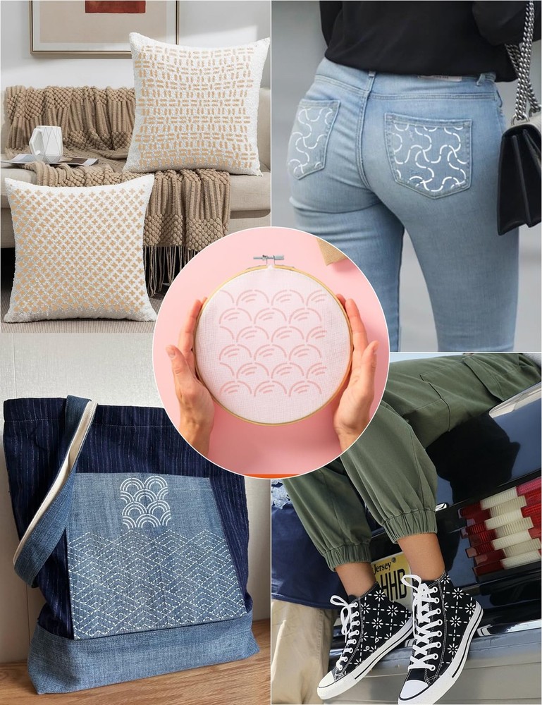 Gezan Sashiko Stencils Plastic Template Pattern Geometric White