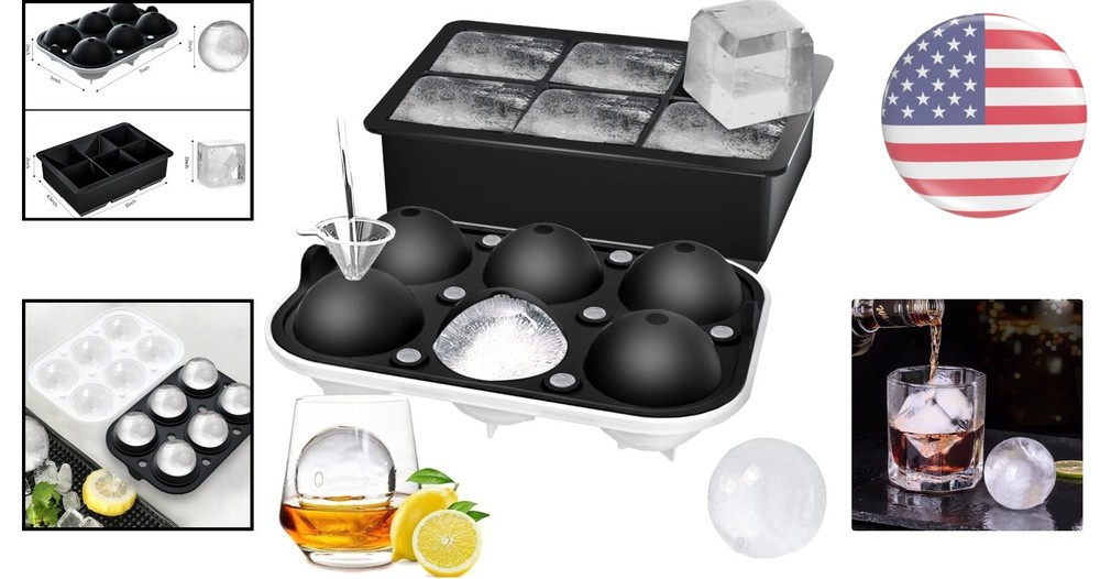 Versatile Ice Ball & Large Cube Trays - Dishwasher Safe & Durable Silicone