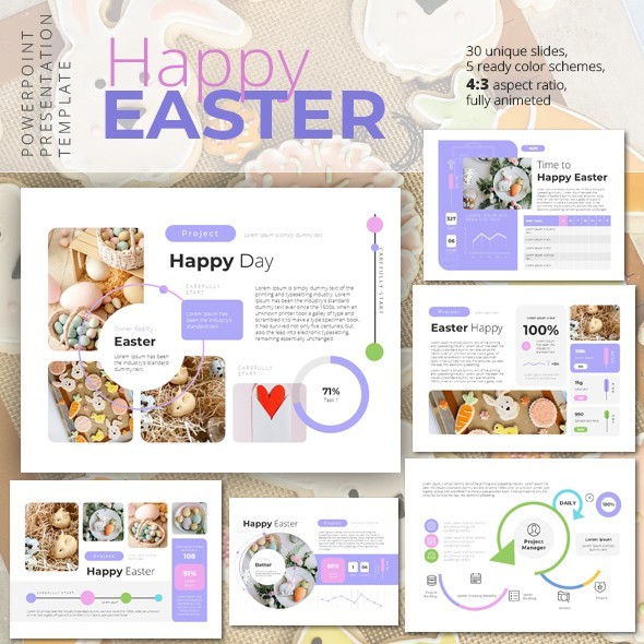 Happy Easter PowerPoint Presentation Template 4x3